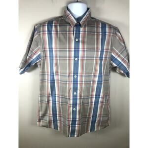 Orvis Men's Button Down Shirt Size M Short Sleeve Blue Gray Plaid